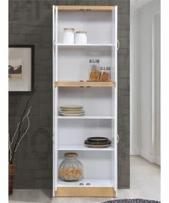 Home Square 4 Shelf Wood Kitchen Pantry Set In White (Set Of 2) -Coast2Coast shop 0081406e01de6c46 1250 w800 h800 b0 p0
