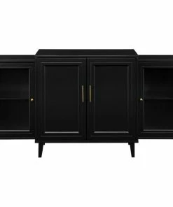 Walker Edison 62 4-Door Tiered Modern Sideboard - Black