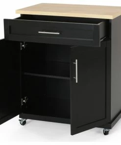 GDFStudio Negley Contemporary Kitchen Cart With Wheels, Black + Natural -Coast2Coast shop 00c17f8d00e60c71 8981 w800 h800 b1 p0