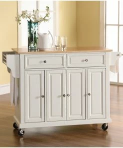 Crosley Natural Wood Top Kitchen Cart/Island, White Finish -Coast2Coast shop 021146c60646334a 0041 w800 h800 b0 p0