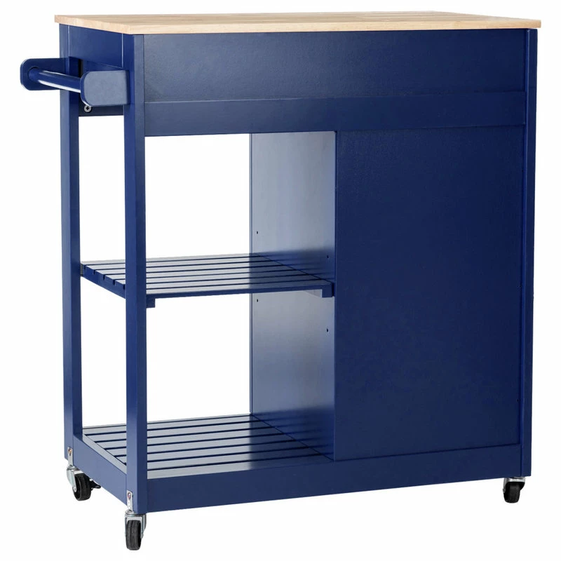 Glitzhome 34.25''H Wooden Basic Kitchen Island, 1 Drawer And 1 Door And 2 Tier, Navy Blue 5 Glitzhome 34.25''H Wooden Basic Kitchen Island, 1 Drawer And 1 Door And 2 Tier, Navy Blue - Image 3