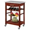 Linon Home Decor Products Linon Natalie Wood And Granite Top Kitchen Cart In Wenge Brown