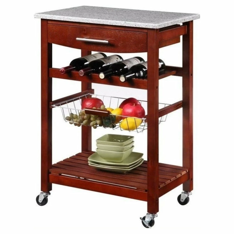Linon Home Decor Products Linon Natalie Wood And Granite Top Kitchen Cart In Wenge Brown 3 Linon Home Decor Products Linon Natalie Wood And Granite Top Kitchen Cart In Wenge Brown
