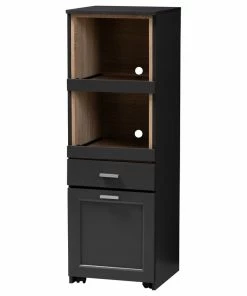 Baxton Studio Fabian Dark Gray And Oak Brown Kitchen Cabinet With Roll-Out Compartment