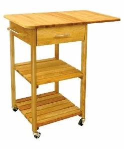 Catskill Craftsmen Drop Leaf Butcher Block Kitchen Cart In Natural Finish