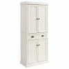 Decor Love Traditional Tall Pantry Cabinet, 2 Cabinets & Center Drawer, Distressed White -Coast2Coast shop 0461261d02a3a278 1442 w800 h800 b1 p0