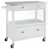 Decorn Modern Kitchen Cart, Stainless Steel Top And Spacious Drawer, Glossy White -Coast2Coast shop 04a1f4db0092be50 0791 w800 h800 b1 p0