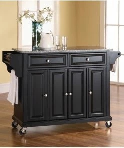Crosley Solid Granite Top Kitchen Cart/Island, Black Finish -Coast2Coast shop 05212efb064635bd 8089 w800 h800 b0 p0