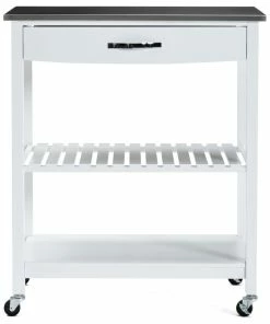 Boraam Industries, Inc. Holland Kitchen Cart With Stainless Steel Top, White -Coast2Coast shop 06115f0d03586e8a 0135 w800 h800 b1 p0