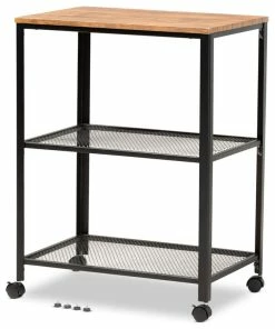 Baxton Studio Nemagro Metal And Wood Kitchen Serving Cart