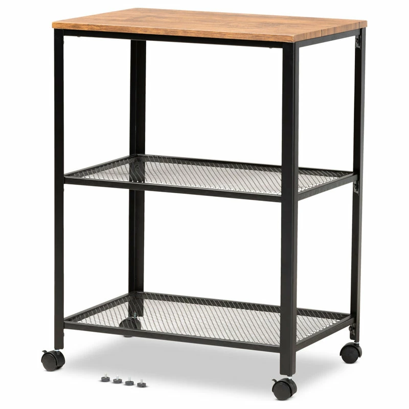 Baxton Studio Nemagro Metal And Wood Kitchen Serving Cart 3 Baxton Studio Nemagro Metal And Wood Kitchen Serving Cart