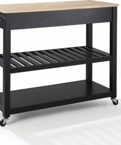 Crosley Natural Wood Top Kitchen Cart/Island With Optional Stool Storage, Black Finish -Coast2Coast shop 0781d26e06463d38 0208 w800 h800 b0 p0