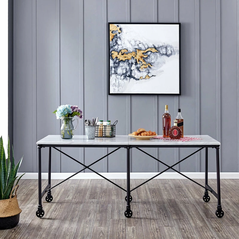 SEI Furniture Ellisman Faux Stone Rolling Kitchen Island - Marble 7 SEI Furniture Ellisman Faux Stone Rolling Kitchen Island - Marble - Image 5