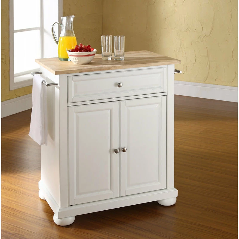 Crosley Alexandria Natural Wood Top Portable Kitchen Island, White Finish 5 Crosley Alexandria Natural Wood Top Portable Kitchen Island, White Finish - Image 3