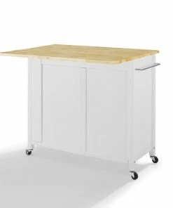 Crosley Savannah Wood Top Drop-Leaf Kitchen Island Cart, White/Natural -Coast2Coast shop 09f1f5430f73b8ac 3240 w800 h800 b0 p0