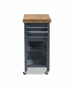 Baxton Studio Sunderland Coastal And Farmhouse Gray Wood Kitchen Cart -Coast2Coast shop 0ac16bb60b843122 0591 w800 h800 b0 p0
