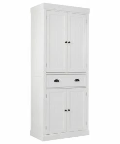 Gymax Kitchen Cabinet Pantry Cupboard Freestanding W/Adjustable Shelves White