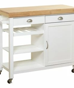The Mezzanine Shoppe Martha Kitchen Cart, White/Natural