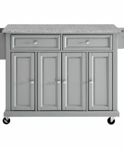 Crosley Solid Granite Top Kitchen Cart/Island, Vintage Grey