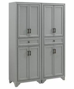 Crosley Tara 2-Piece Pantry Set, Distressed Gray 2 Pantries