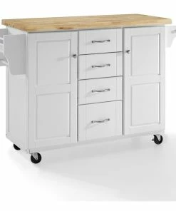 Crosley Elliott Kitchen Cart, White With Natural Top -Coast2Coast shop 0e61d85d0bedd710 7641 w800 h800 b1 p0