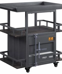 Acme Furniture ACME Cargo Serving Cart, Antique Walnut & Gunmetal