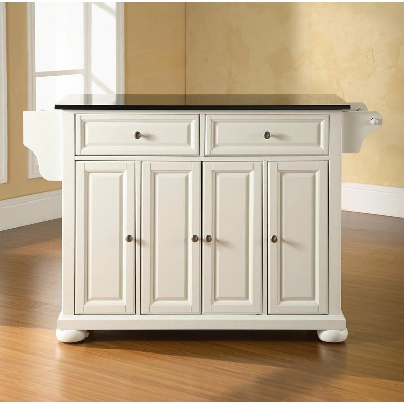 Crosley Alexandria Solid Black Granite Top Kitchen Island, White 6 Crosley Alexandria Solid Black Granite Top Kitchen Island, White - Image 4