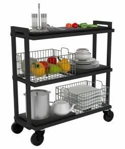 Atlantic Inc Atlantic Narrow Large Metal And Wire Cart System 3-Tier In Black