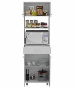 FM FURNITURE Auburn Microwave Pantry Cabinet, White
