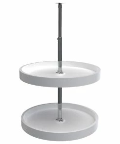 Rev-A-Shelf Polymer Full-Circle 2-Shelf Lazy Susan For Corner Wall Cabinet, White, 20"W