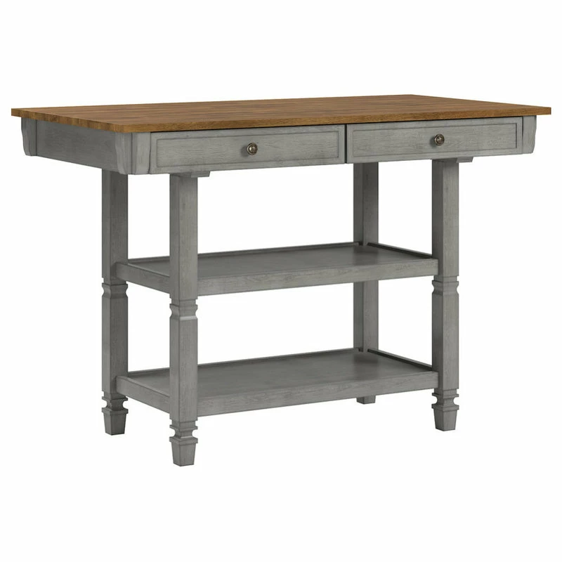 Inspire Q Harvey Two-Tone Kitchen Island Buffet, Antique Grey 3 Inspire Q Harvey Two-Tone Kitchen Island Buffet, Antique Grey