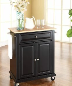 Crosley Natural Wood Top Portable Kitchen Island Cart, Black -Coast2Coast shop 1471677b06463a5a 0198 w800 h800 b0 p0