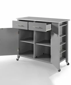 Crosley Savannah Stainless Steel Top Full-Size Kitchen Island Cart, Gray -Coast2Coast shop 14c10b850f73b850 4547 w800 h800 b0 p0