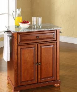 Crosley Alexandria Gray Granite Top Portable Kitchen Island In Cherry -Coast2Coast shop 1521cdc7083c8e96 8161 w800 h800 b0 p0