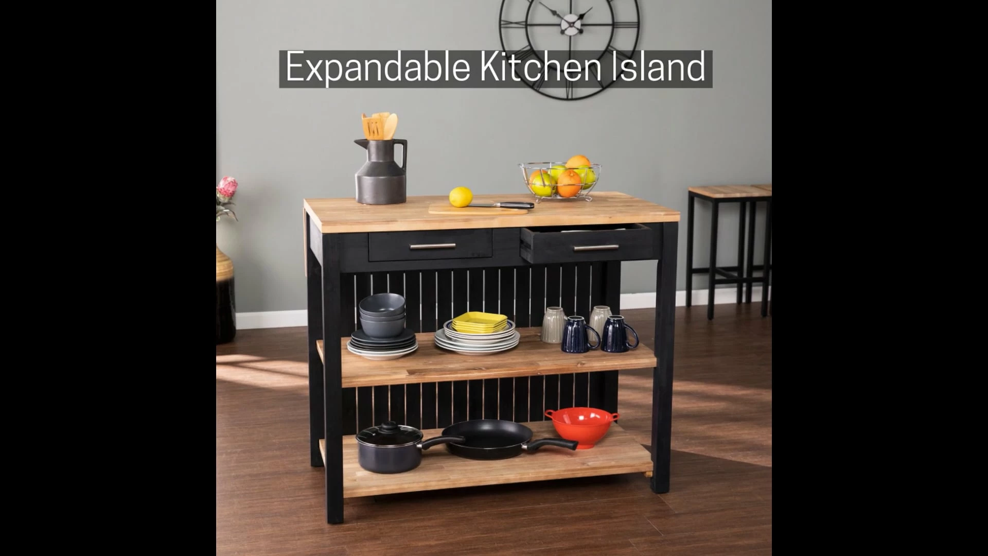 SEI Furniture Lenore Expandable Freestanding Kitchen Island 4 SEI Furniture Lenore Expandable Freestanding Kitchen Island - Image 2