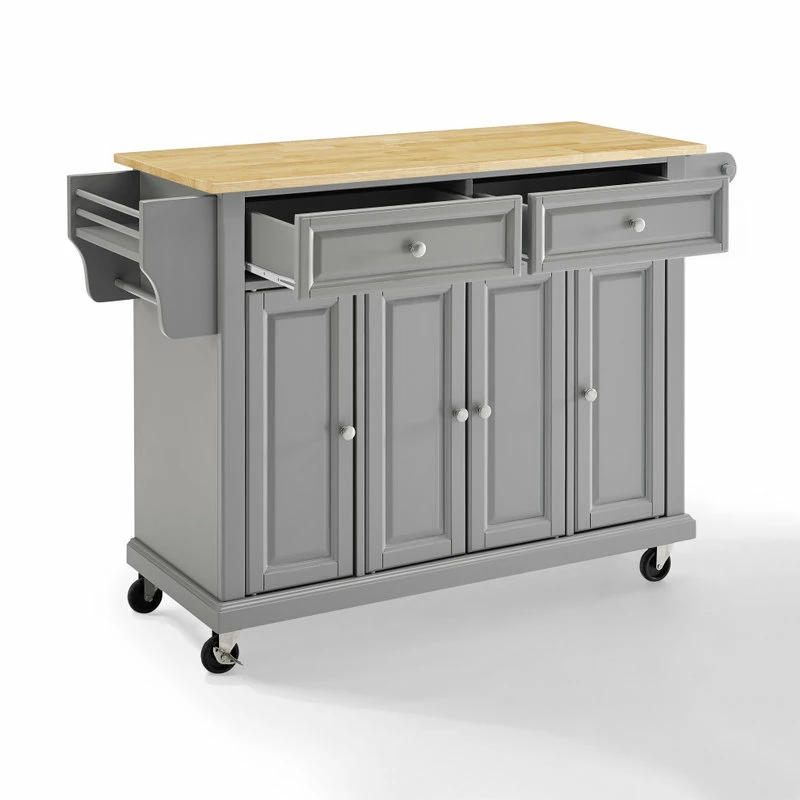 Crosley Natural Wood Top Kitchen Cart/Island, Vintage Grey 4 Crosley Natural Wood Top Kitchen Cart/Island, Vintage Grey - Image 2