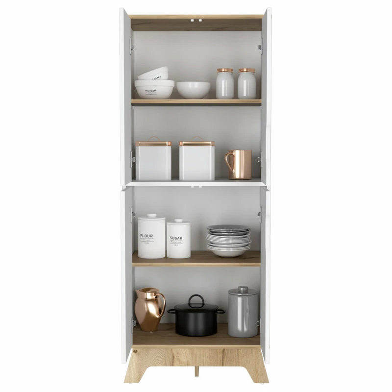 FM FURNITURE Zurich Double Kitchen Pantry Light Oak-White 7 FM FURNITURE Zurich Double Kitchen Pantry Light Oak-White - Image 5