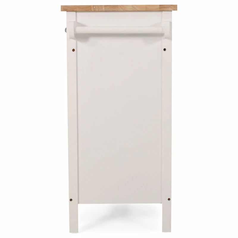 GDFStudio Marlon Kitchen Cart With Wheels, White, Natural 9 GDFStudio Marlon Kitchen Cart With Wheels, White, Natural - Image 7