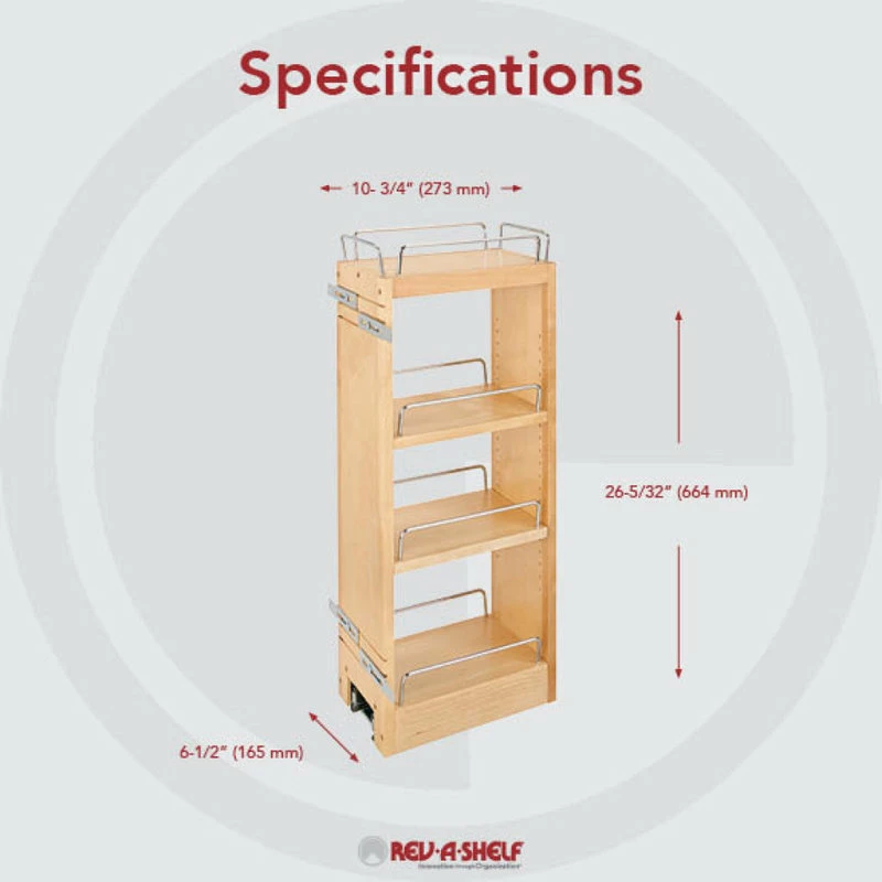 Rev-A-Shelf Wood Wall Cabinet Pull Out Organizer For 30" H Cabinets With BB Soft Close, 6.5" 6 Rev-A-Shelf Wood Wall Cabinet Pull Out Organizer For 30" H Cabinets With BB Soft Close, 6.5" - Image 4