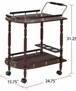Coaster Home Furnishings 2-Tier Serving Cart With Casters, Merlot And Brass -Coast2Coast shop 19812a1c01ef0b41 9734 w800 h800 b1 p0