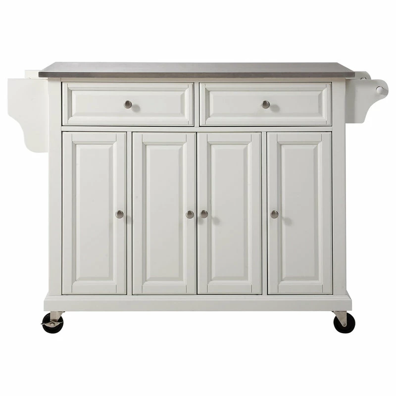 Crosley Stainless Steel Top Kitchen Cart/Island, White 3 Crosley Stainless Steel Top Kitchen Cart/Island, White