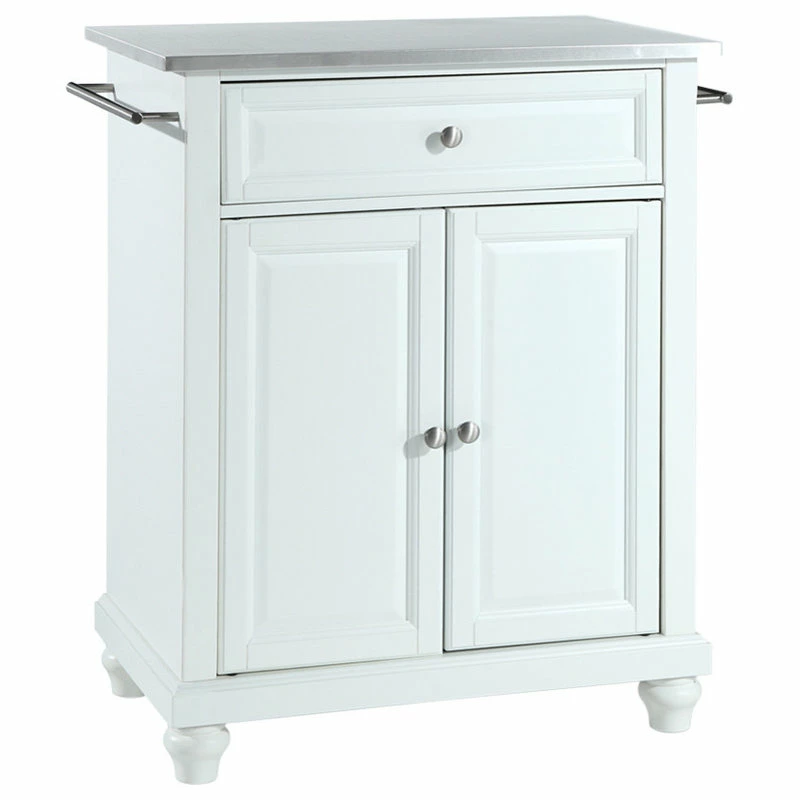 Crosley Cambridge Stainless Steel Top Portable Kitchen Island, White Finish 3 Crosley Cambridge Stainless Steel Top Portable Kitchen Island, White Finish