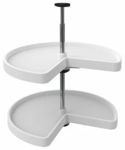 Rev-A-Shelf Value Line Polymer Kidney 2-Shelf Lazy Susans For Corner Base, White, 24"W