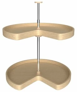 Rev-A-Shelf Banded Wood Kidney 2-Shelf Lazy Susan Shelf For Corner Base Cabinets, 24"