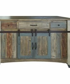 Crafters And Weavers Bayshore Solid Wood Kitchen Island, Distressed