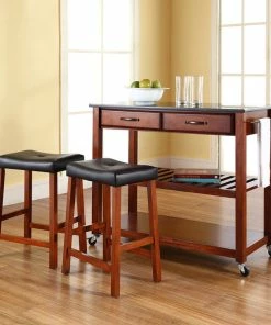 Crosley Solid Black Granite Kitchen Cart, Classic Cherry, 24" Upholstered Saddle Stools 11 Crosley Solid Black Granite Kitchen Cart, Classic Cherry, 24" Upholstered Saddle Stools -Coast2Coast shop 2001d4dd06463d76 0161 w800 h800 b0 p0