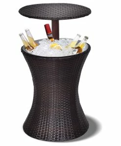Costway 1PC Adjustable Patio Rattan Ice Cooler Cool Bar Table Party Deck Pool