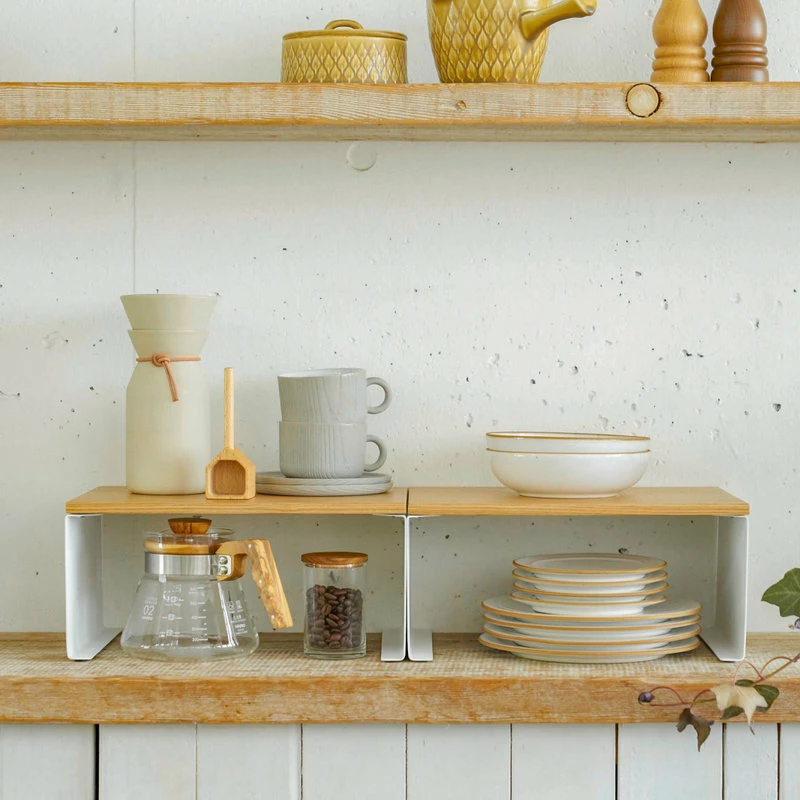 Yamazaki Home Stackable Countertop Shelf, Steel And Wood, Small, Holds 8.8 Lbs 8 Yamazaki Home Stackable Countertop Shelf, Steel And Wood, Small, Holds 8.8 Lbs - Image 6