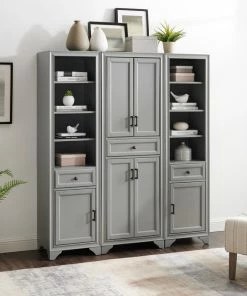 Crosley Tara 3-Piece Pantry Set, Distressed Gray Pantry And 2 Linen Cabinets -Coast2Coast shop 21f123210f73ba1c 0207 w800 h800 b0 p0