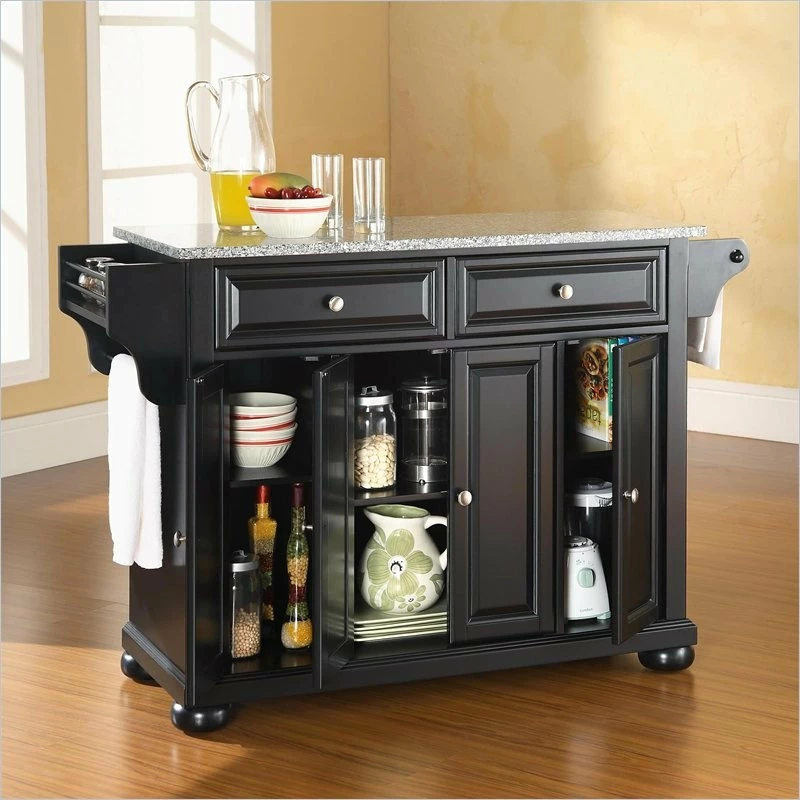 Crosley Alexandria Solid Granite Top Kitchen Island, Black Finish 4 Crosley Alexandria Solid Granite Top Kitchen Island, Black Finish - Image 2